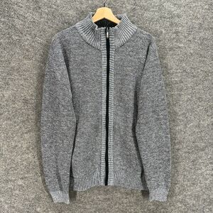 Unbranded Full Zip Sweater Men M Medium Gray Knit Long Sleeve Pockets Regular